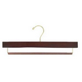 Wooden Pant Hanger w/Non-Slip Bar (Walnut/Brass)